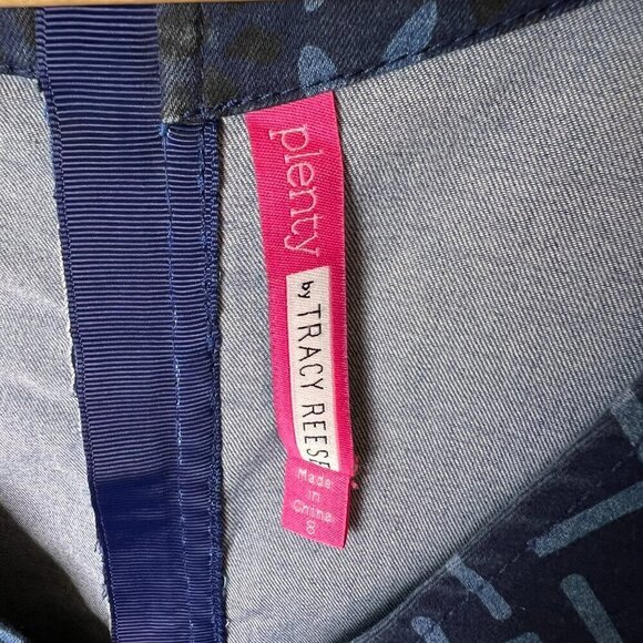 Plenty by Tracy Reese Dress Womens Size 8 Diamond Tribal Sleeveless Denim Funky - Picture 2 of 16